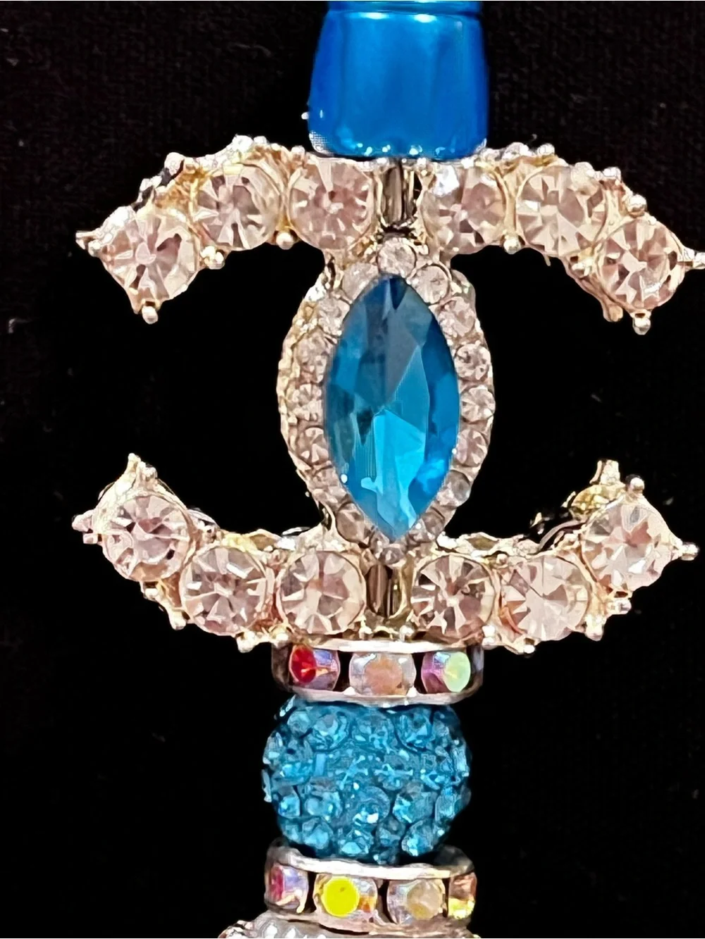 Designer inspired Luxury Blue custom designed decal fancy beaded pen